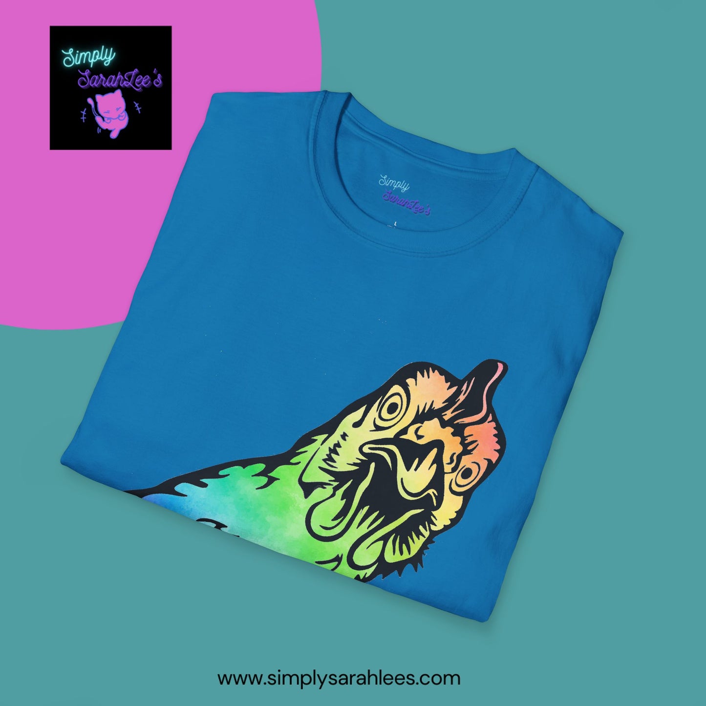 Rainbow Chicken Say What now? Unisex Softstyle T-Shirt for Teens and Adults
