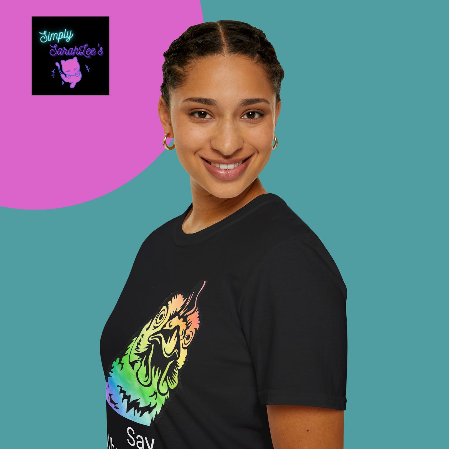 Rainbow Chicken Say What now? Unisex Softstyle T-Shirt for Teens and Adults
