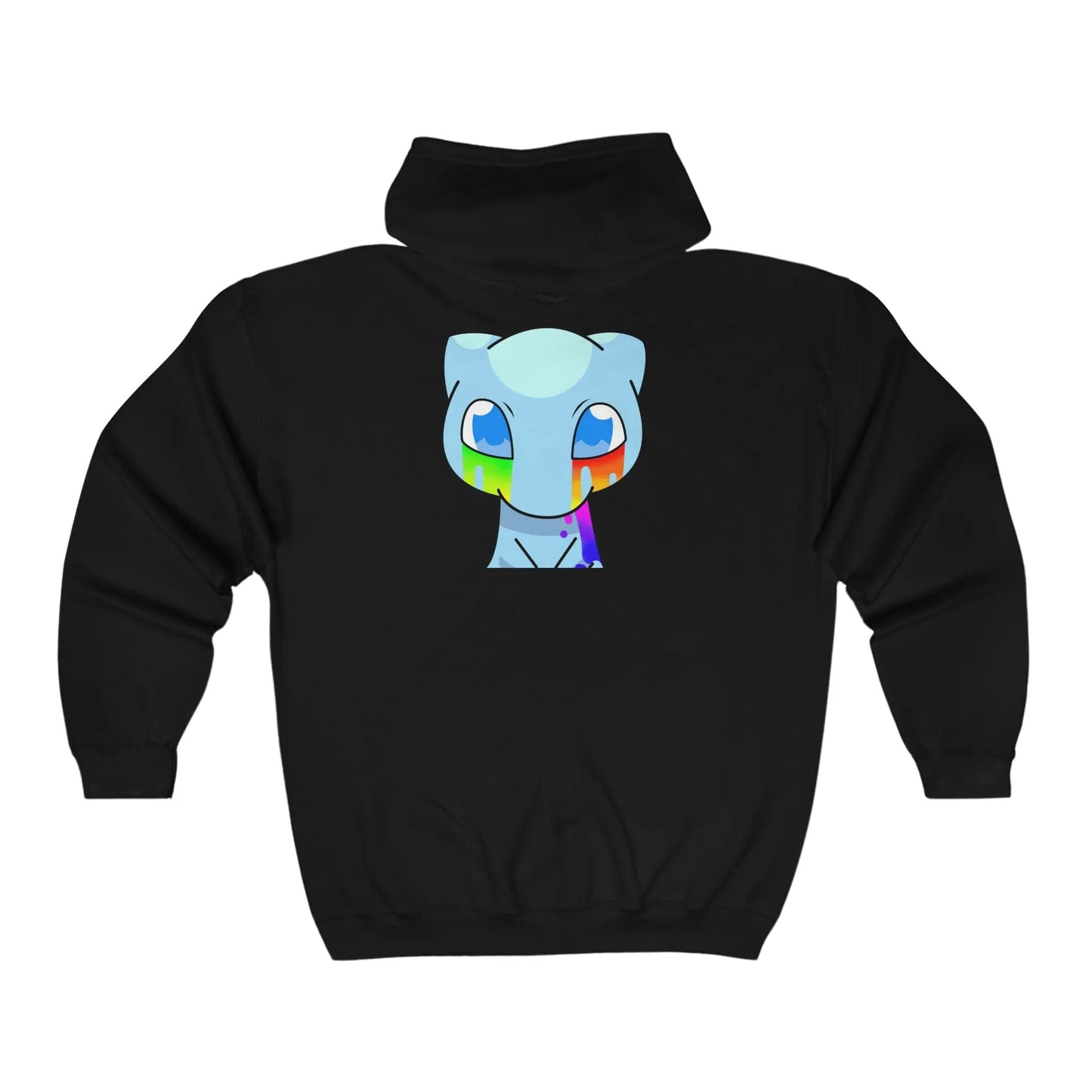 Anime Cat Crying Rainbows on front and back Unisex Heavy Blend Full Zip Hooded Sweatshirt