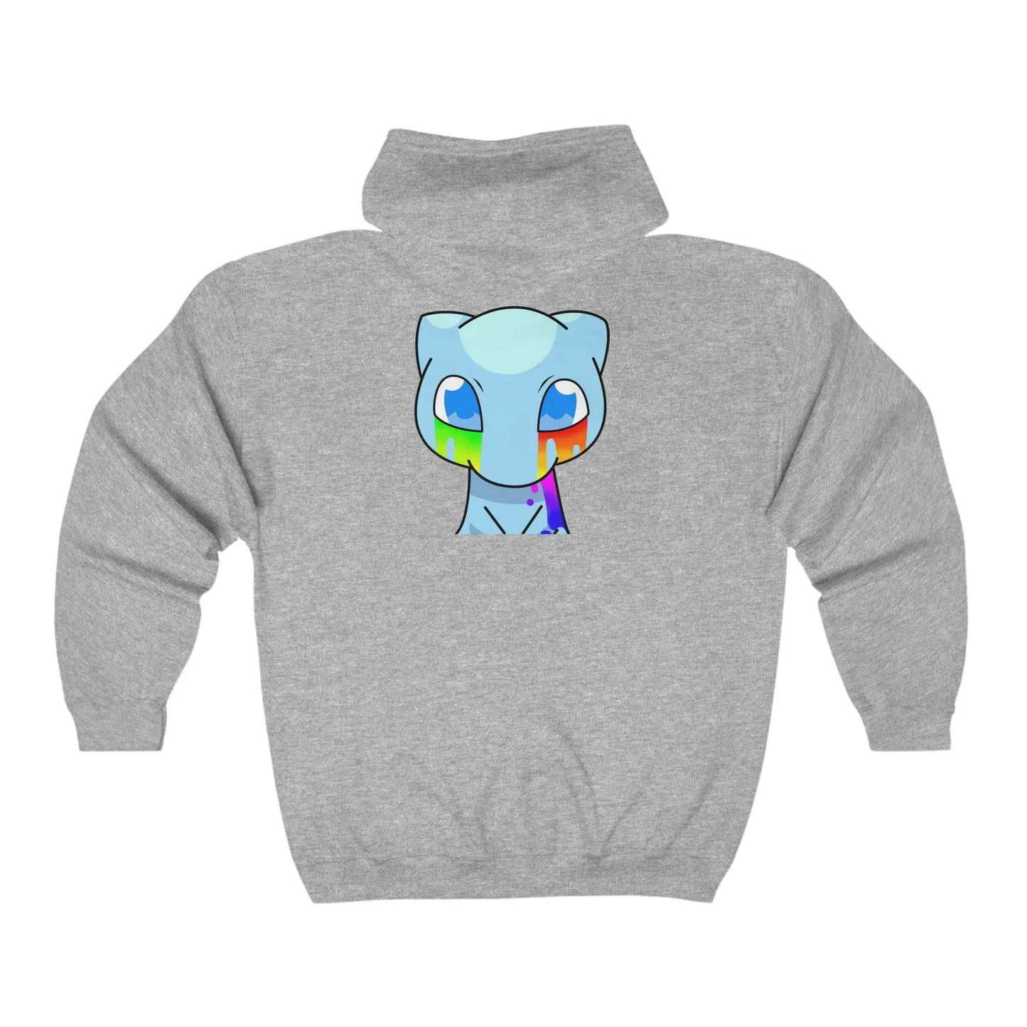 Anime Cat Crying Rainbows on front and back Unisex Heavy Blend Full Zip Hooded Sweatshirt