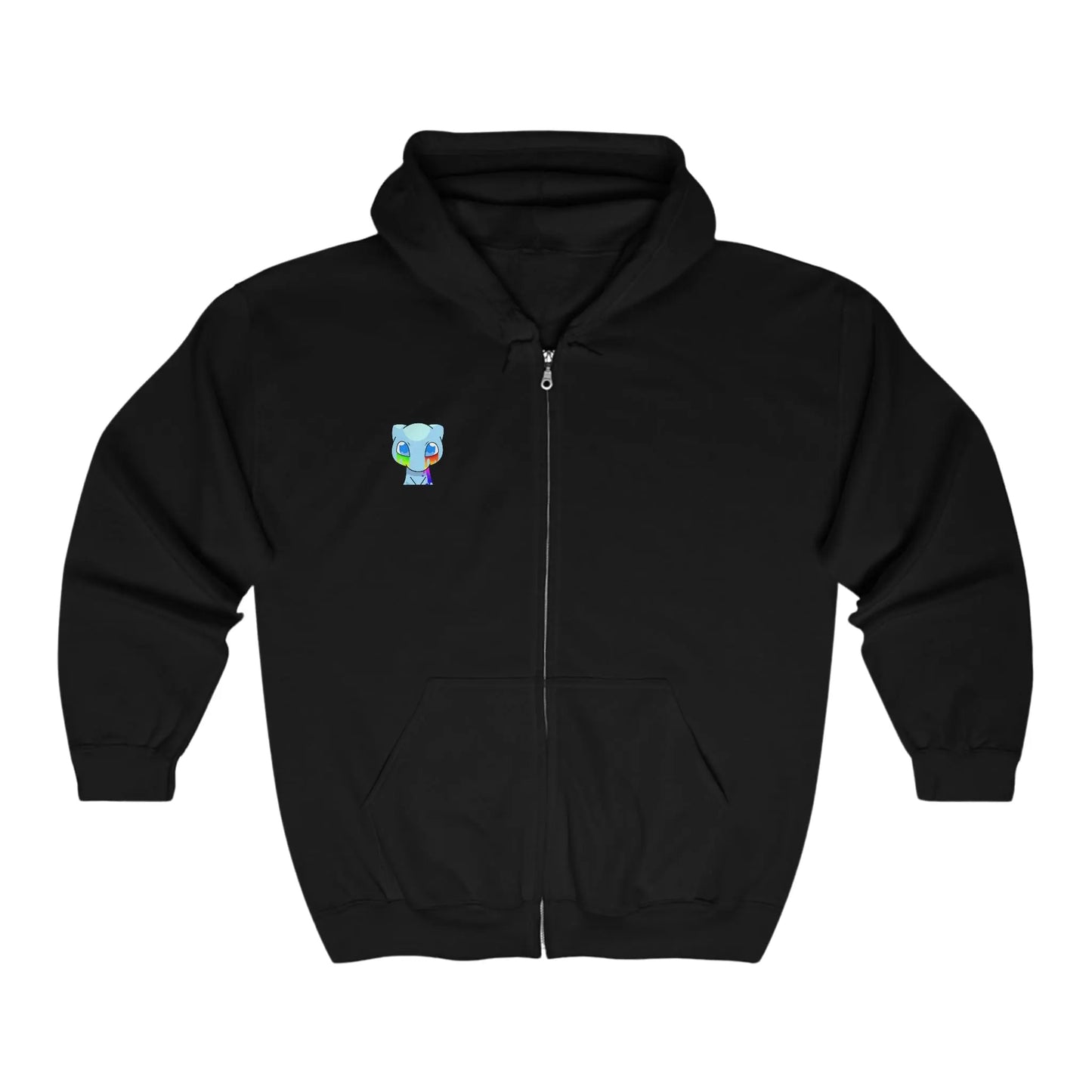 Anime Cat Crying Rainbows on front and back Unisex Heavy Blend Full Zip Hooded Sweatshirt