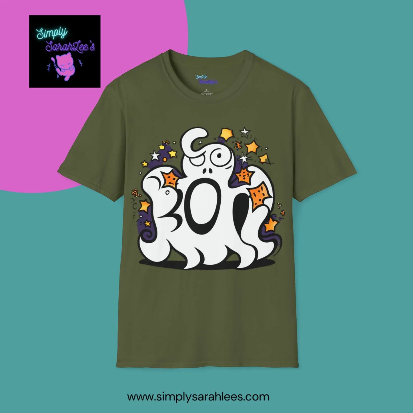Cute, Ghostly "Boo" Unisex Softstyle T-Shirt for Teens and Adults