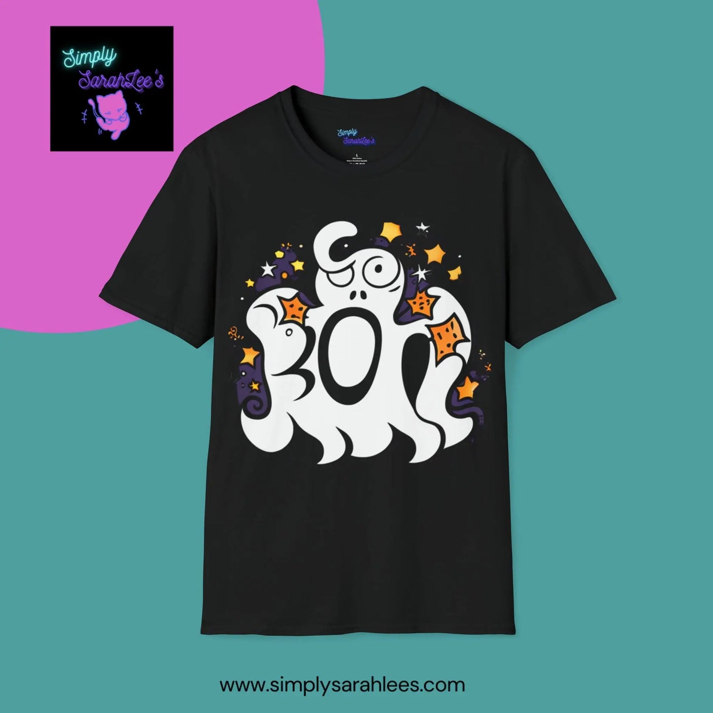 Cute, Ghostly "Boo" Unisex Softstyle T-Shirt for Teens and Adults