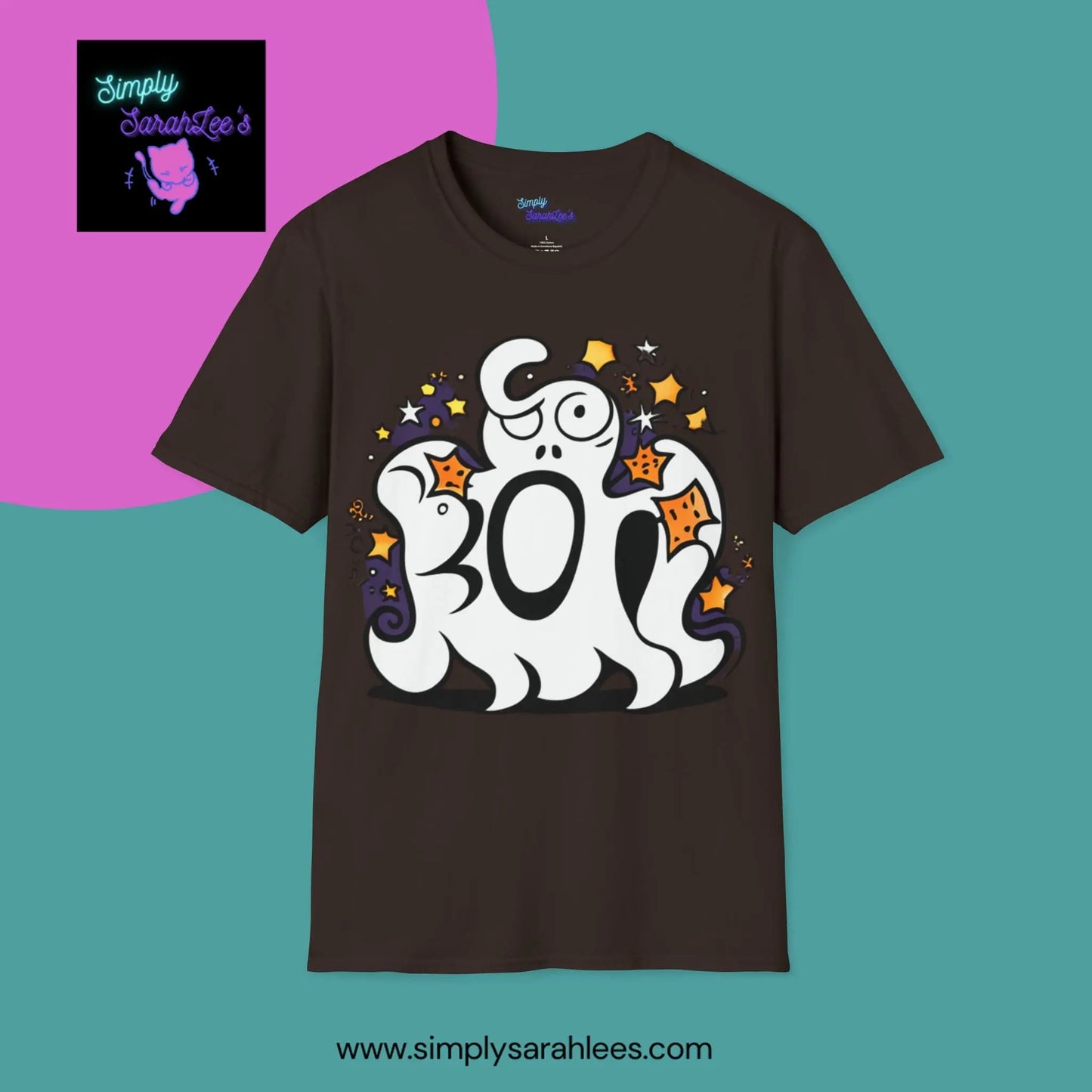 Cute, Ghostly "Boo" Unisex Softstyle T-Shirt for Teens and Adults