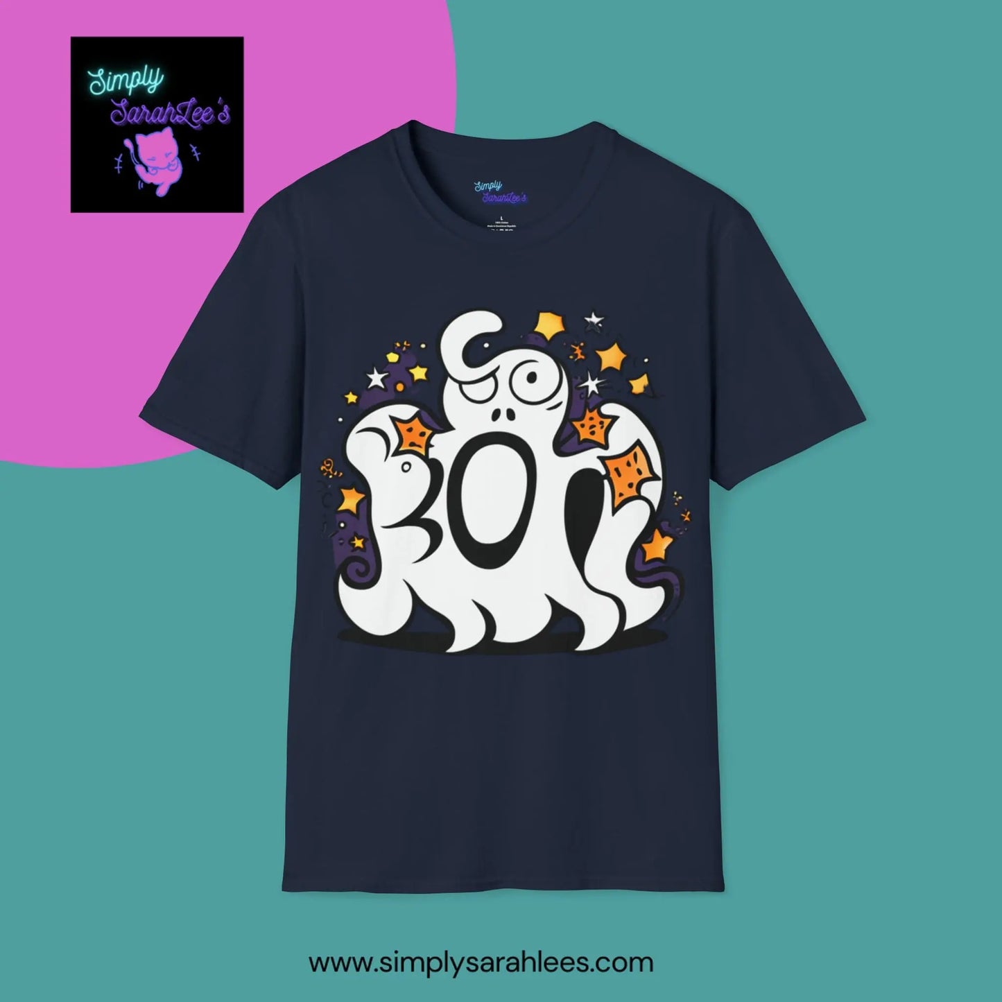 Cute, Ghostly "Boo" Unisex Softstyle T-Shirt for Teens and Adults