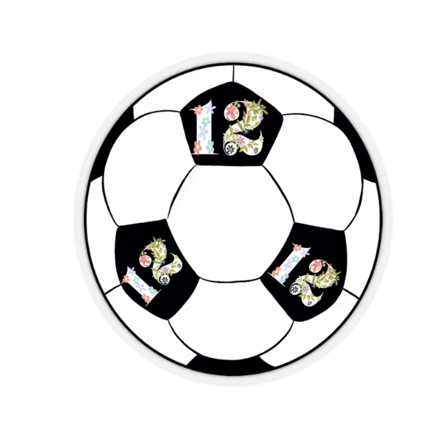 Girly Flower Cute 12 Soccer ball Kiss-Cut Stickers 2" × 2" White