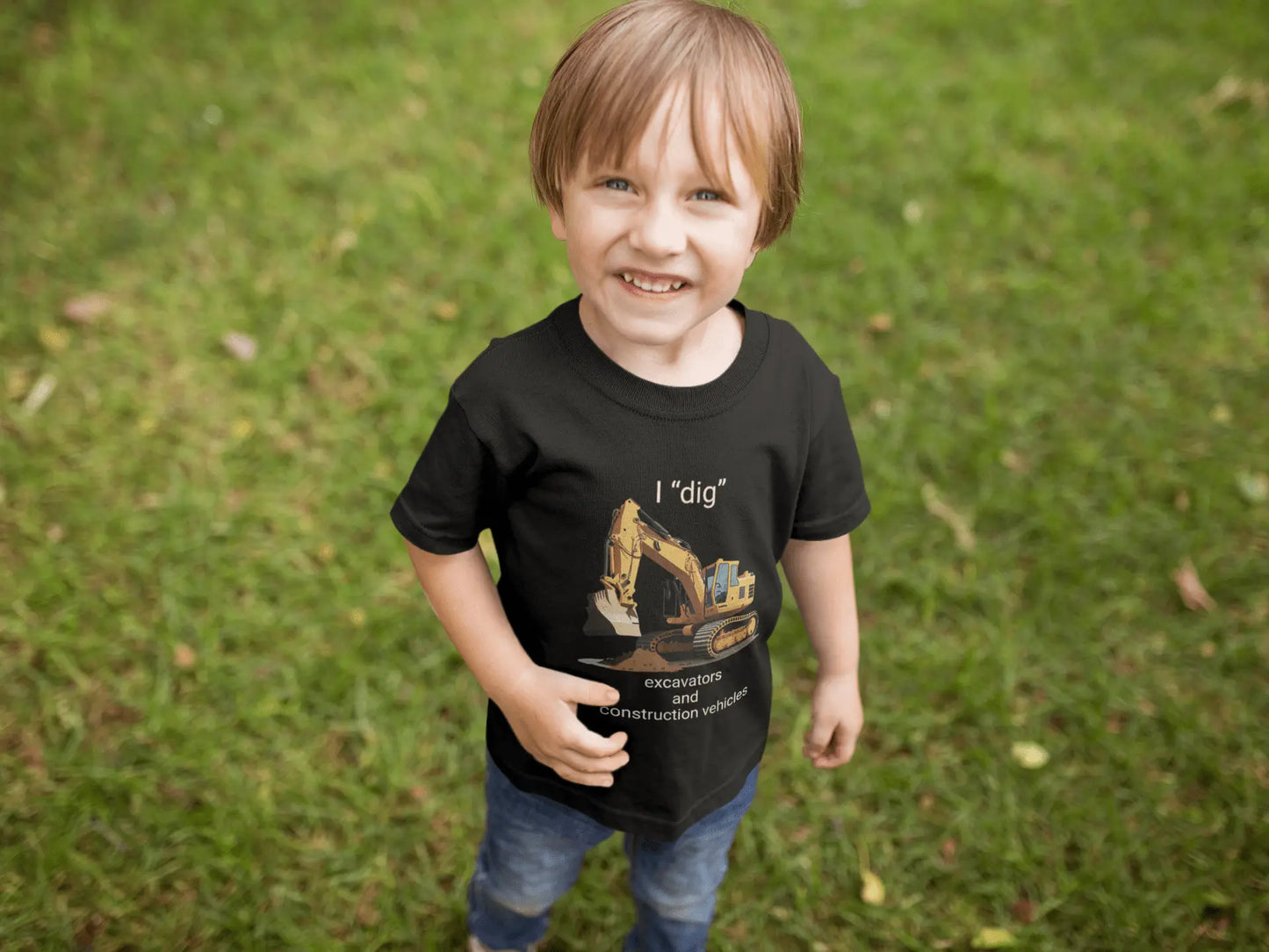 I "dig" excavators and construction vehicles *custom* Kids Heavy Cotton™ Tee