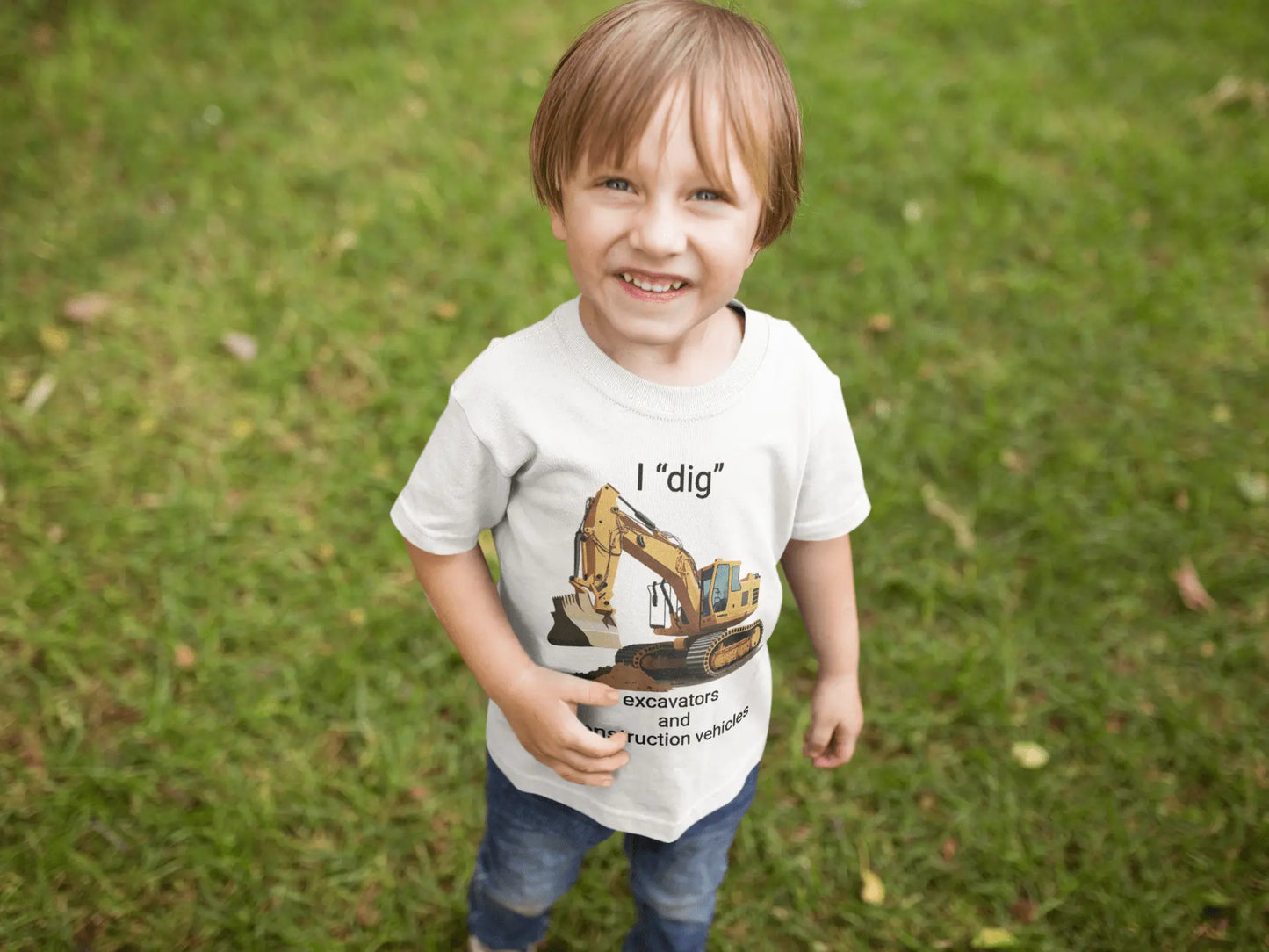 I "dig" excavators and construction vehicles *custom* Kids Heavy Cotton™ Tee