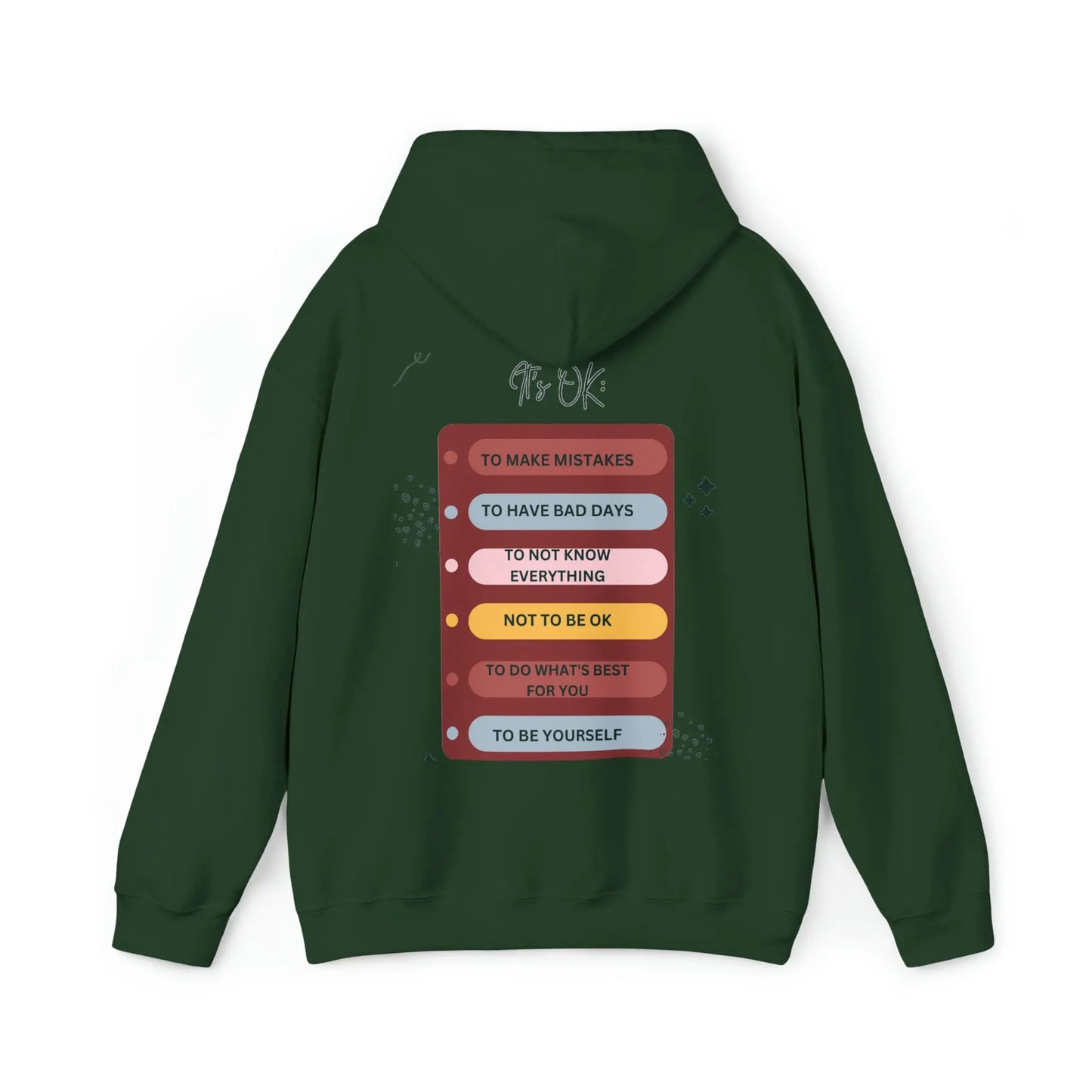 It's OK - inspirational talk - (back only) Unisex Heavy Blend Hooded Sweatshirt