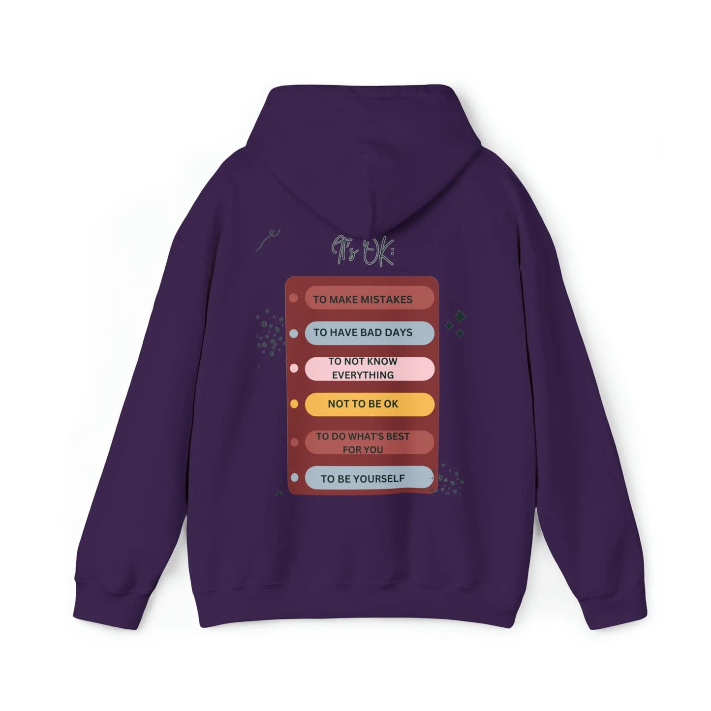 It's OK - inspirational talk - (back only) Unisex Heavy Blend Hooded Sweatshirt