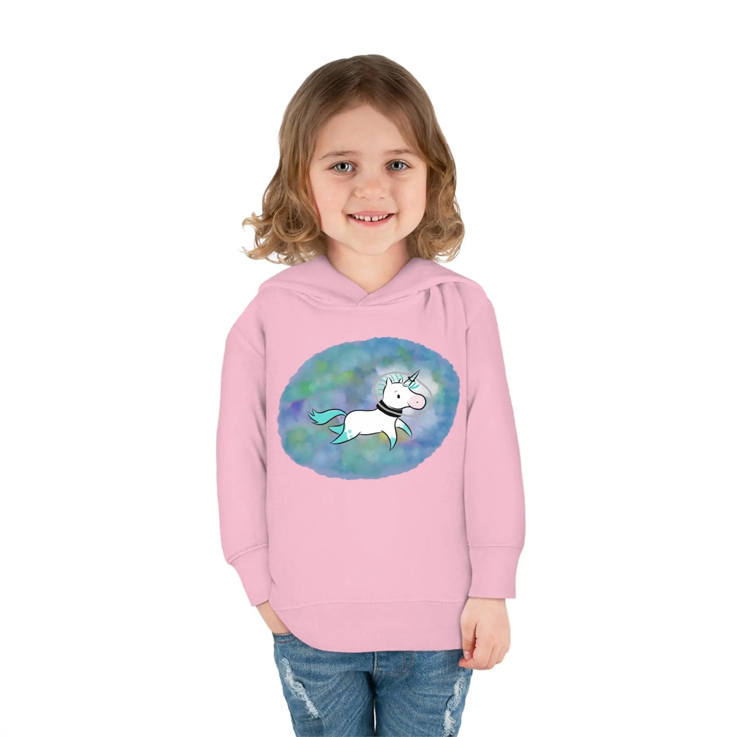 Kelp Watercolor Unicorn Toddler Pullover Fleece Hoodie Printify