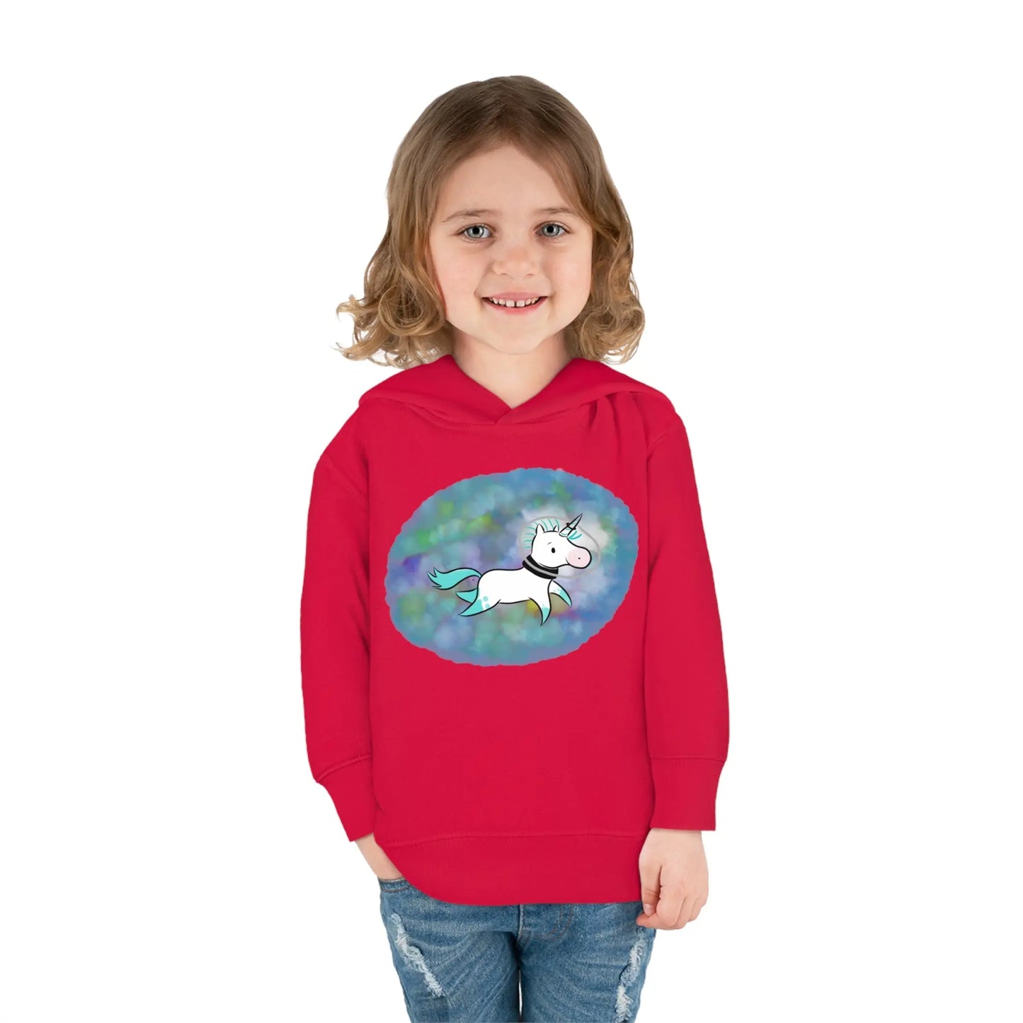 Kelp Watercolor Unicorn Toddler Pullover Fleece Hoodie Printify