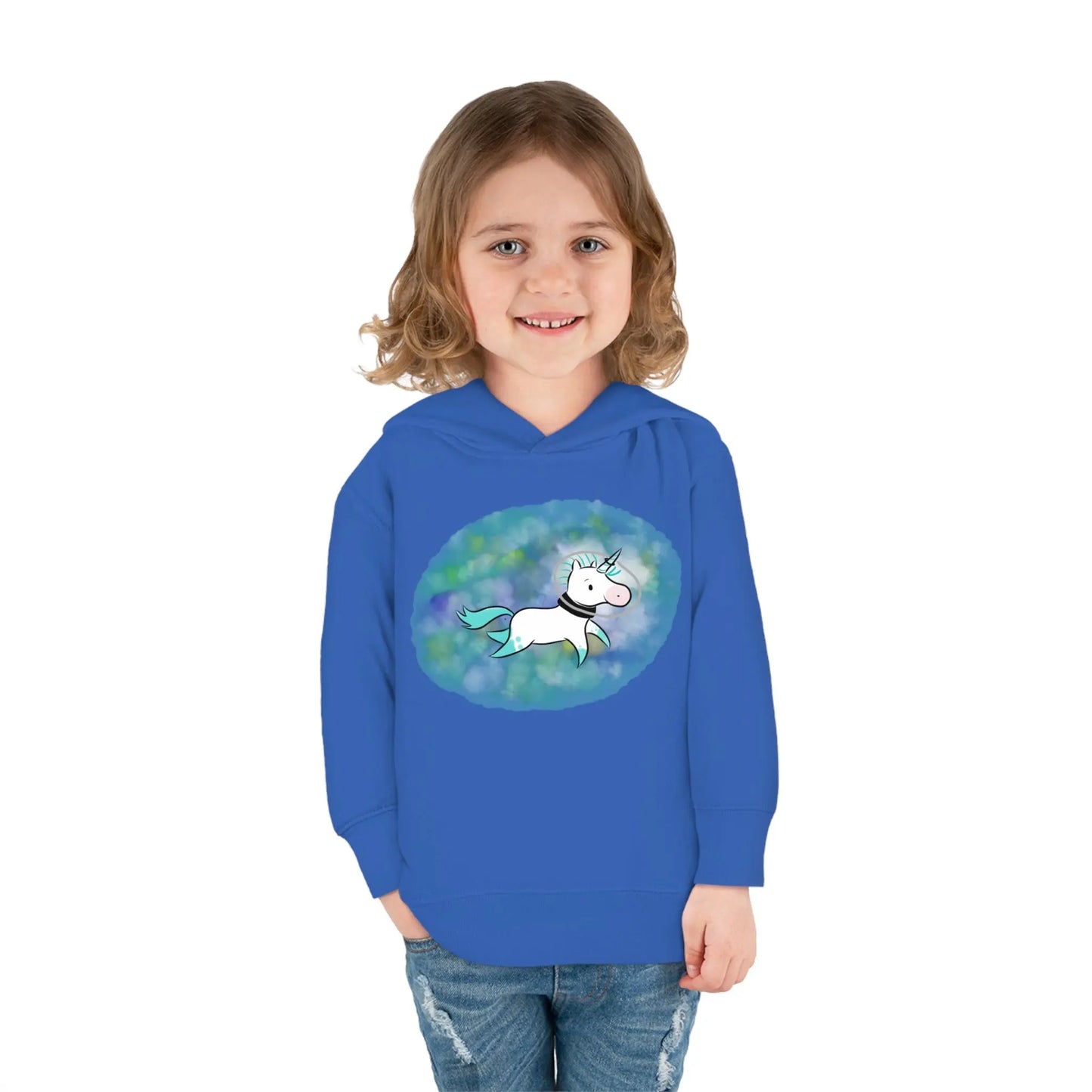 Kelp Watercolor Unicorn Toddler Pullover Fleece Hoodie Printify