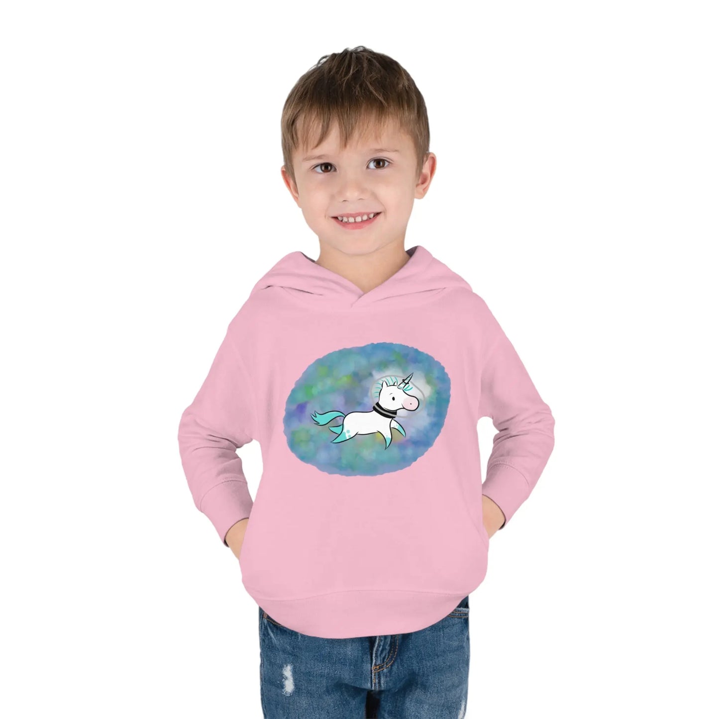 Kelp Watercolor Unicorn Toddler Pullover Fleece Hoodie Printify