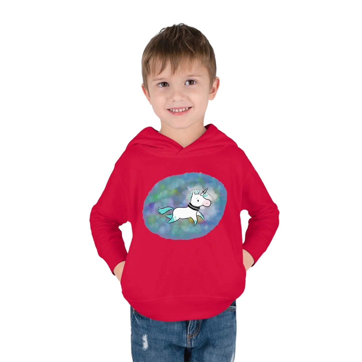 Kelp Watercolor Unicorn Toddler Pullover Fleece Hoodie Printify