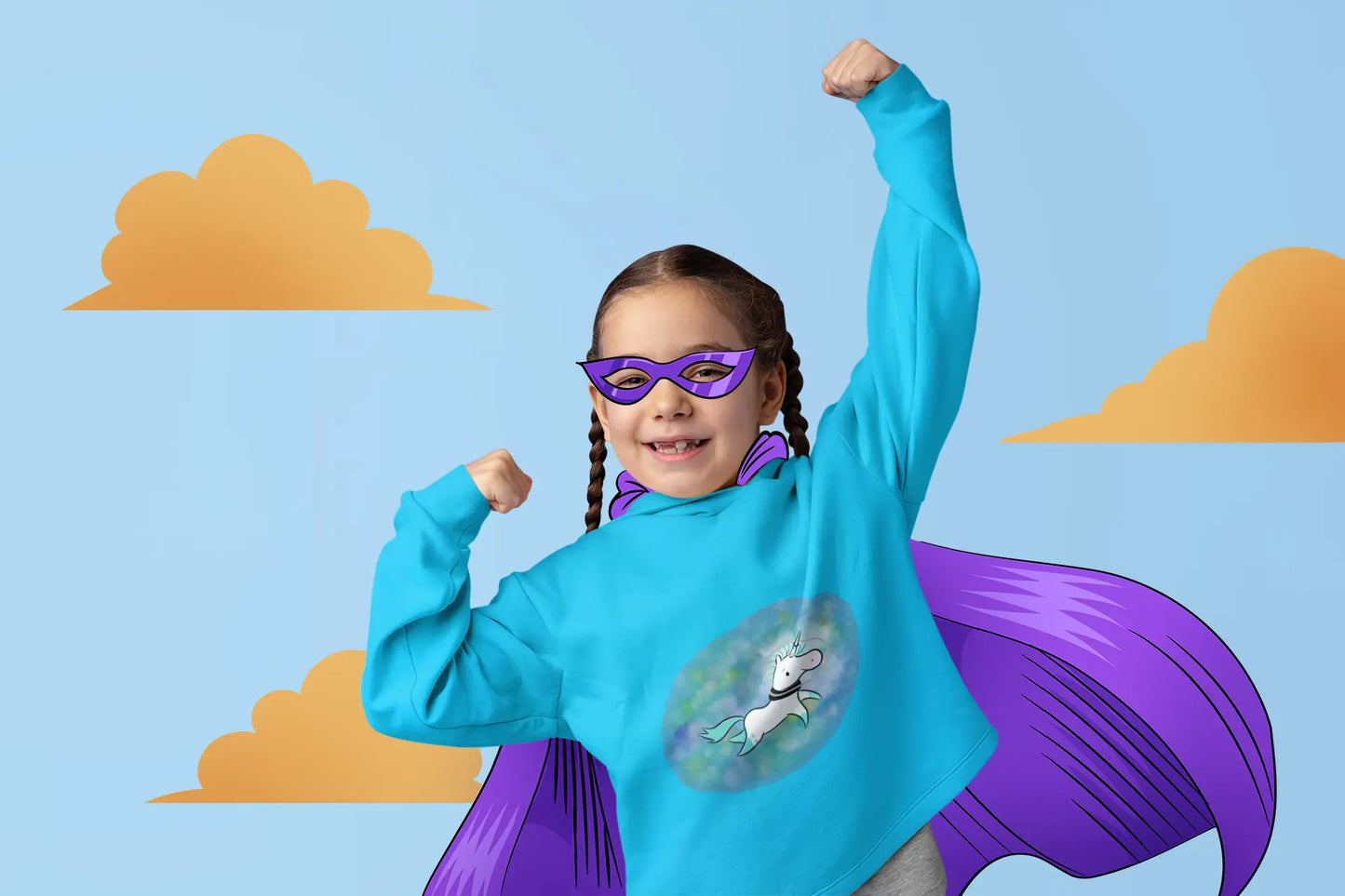 Kelp Watercolor Unicorn Toddler Pullover Fleece Hoodie Printify