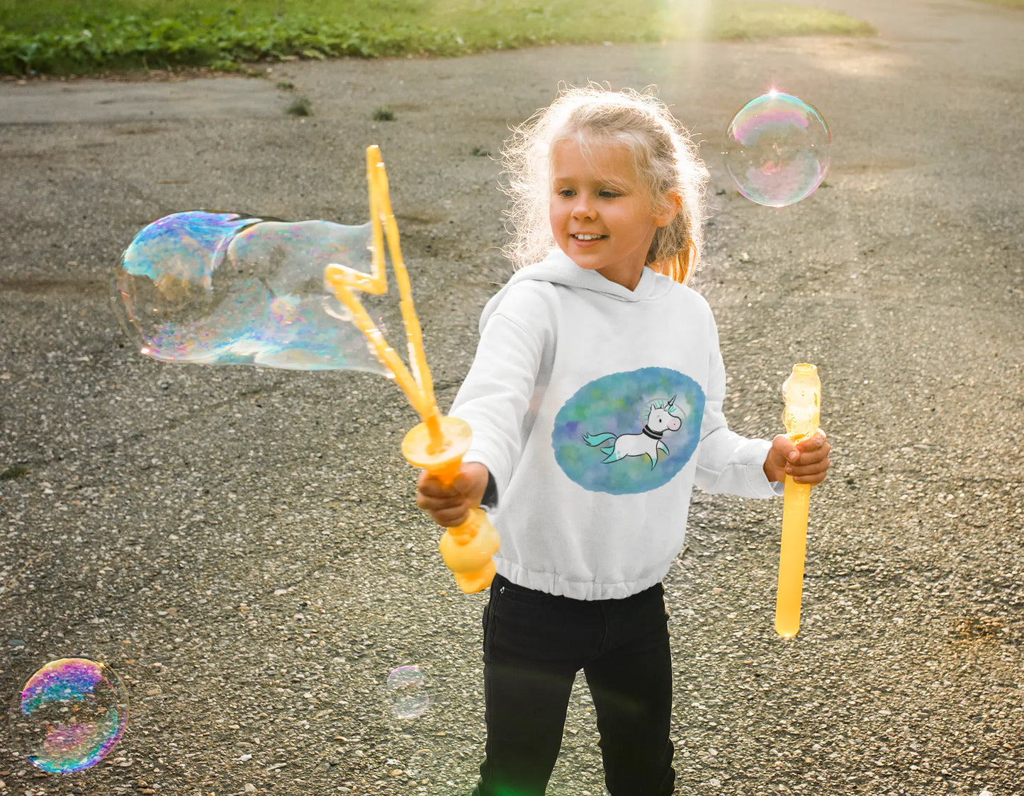 Kelp Watercolor Unicorn Toddler Pullover Fleece Hoodie Printify