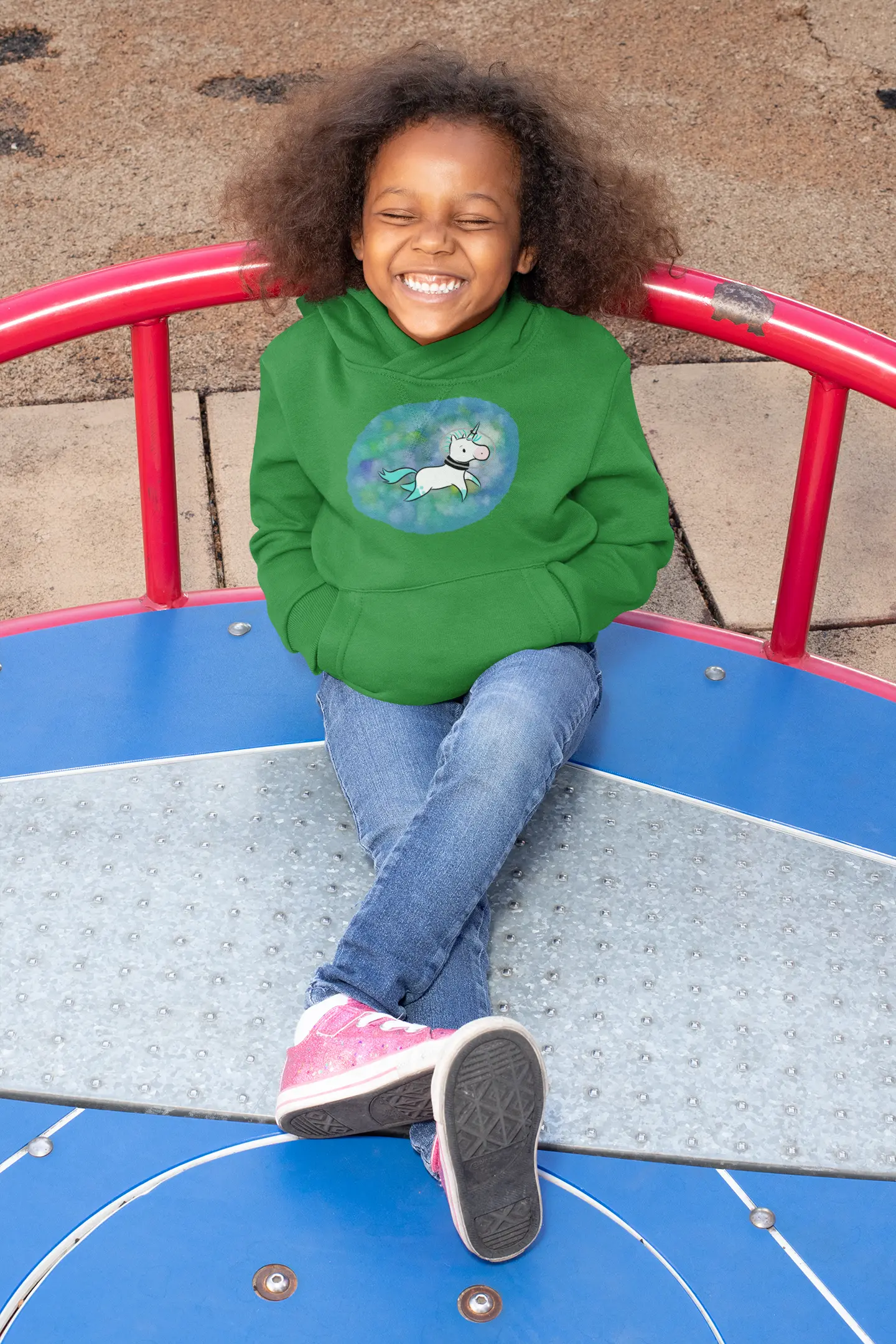 Kelp Watercolor Unicorn Toddler Pullover Fleece Hoodie Printify