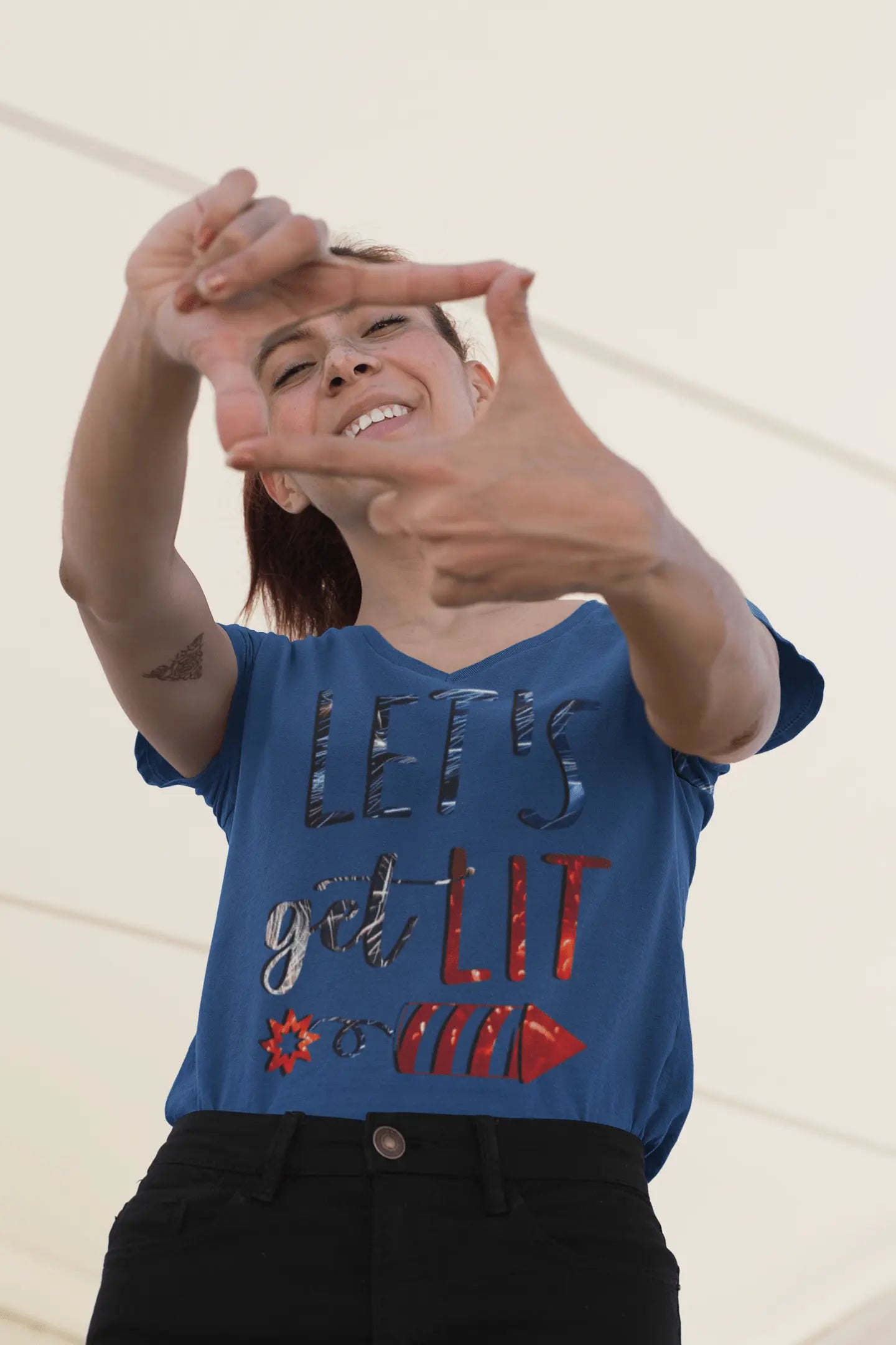 Let's Get Lit Memorial Day, Unisex Jersey Short Sleeve V-Neck Tee