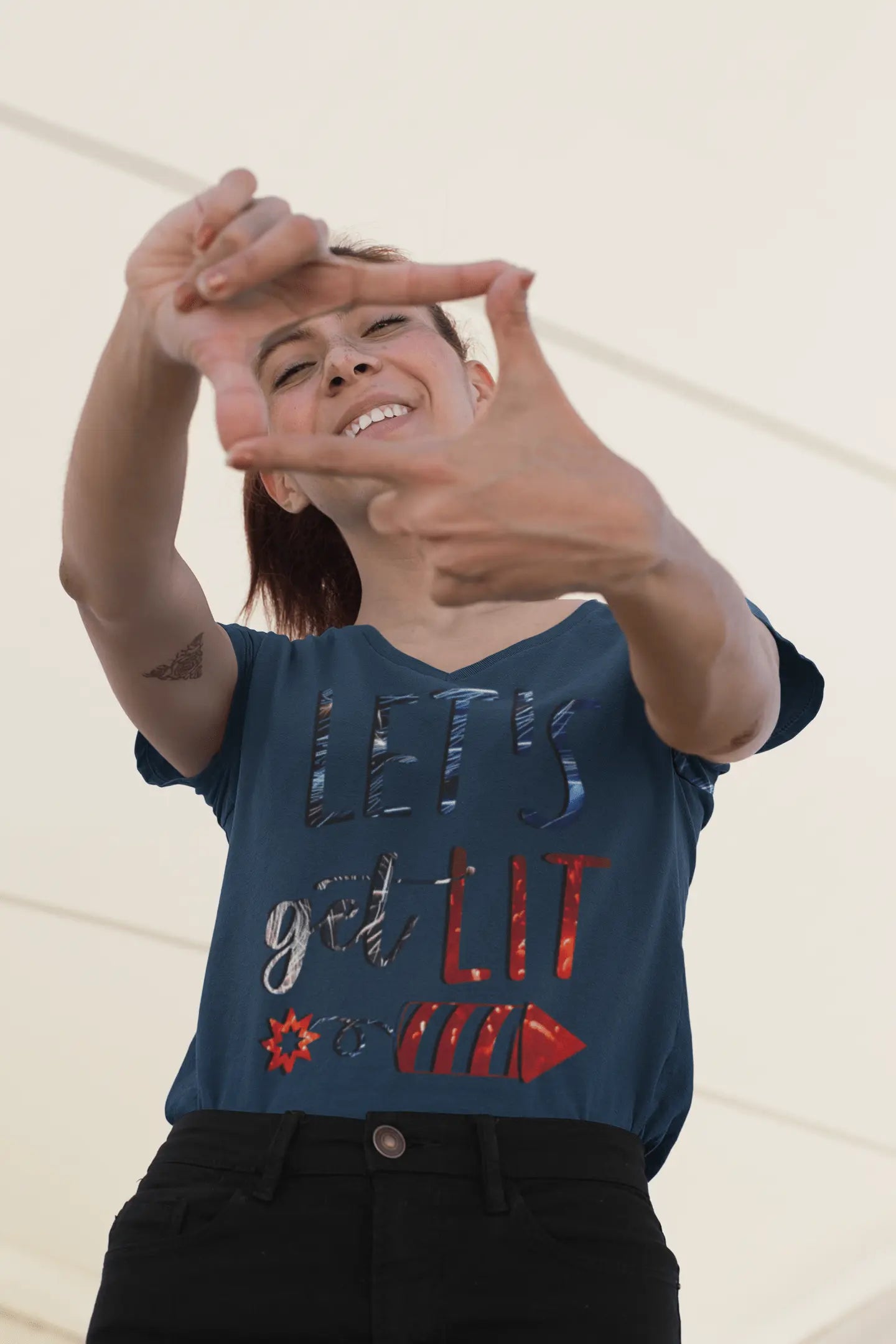Let's Get Lit Memorial Day, Unisex Jersey Short Sleeve V-Neck Tee