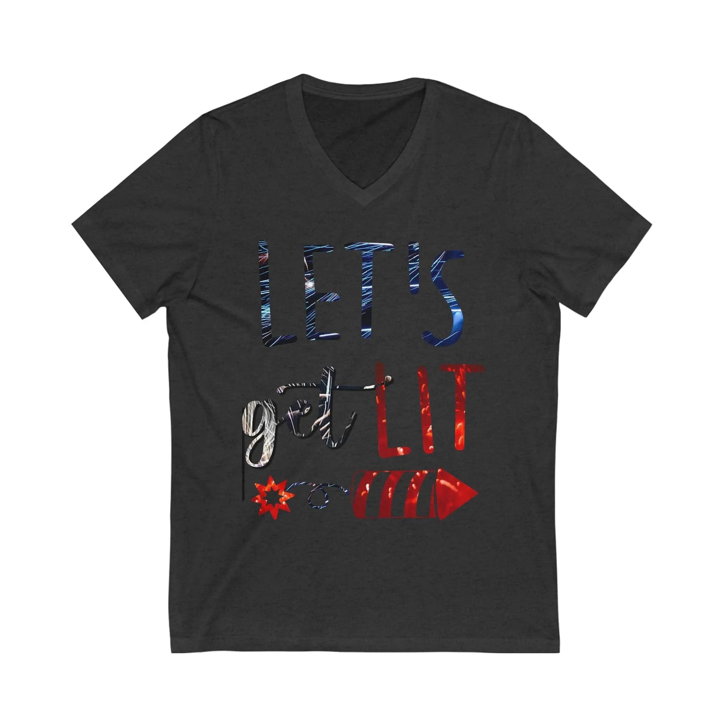 Let's Get Lit Memorial Day, Unisex Jersey Short Sleeve V-Neck Tee