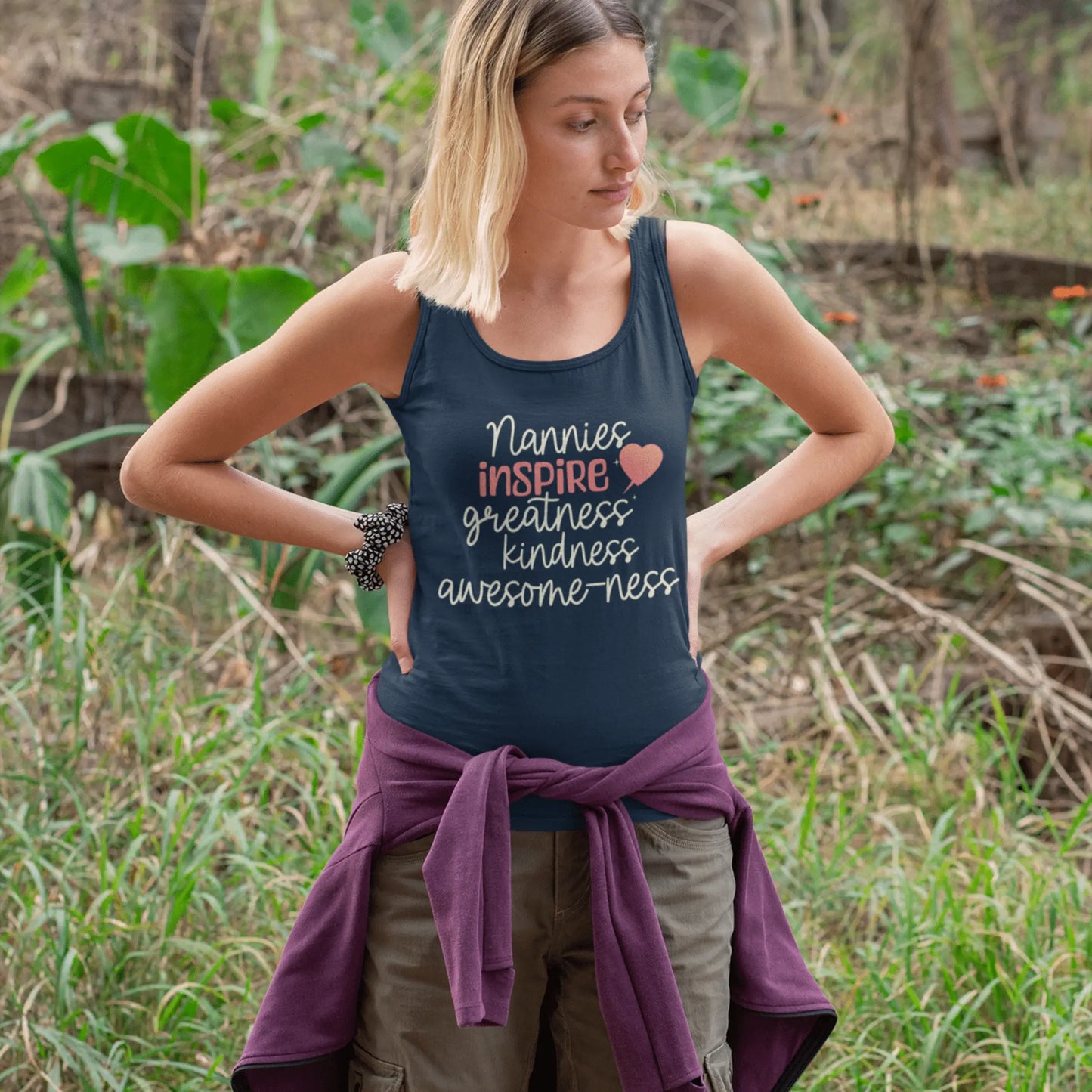 Nannies Inspire Greatness Kindness Awesome-ness Women's Racerback Tank