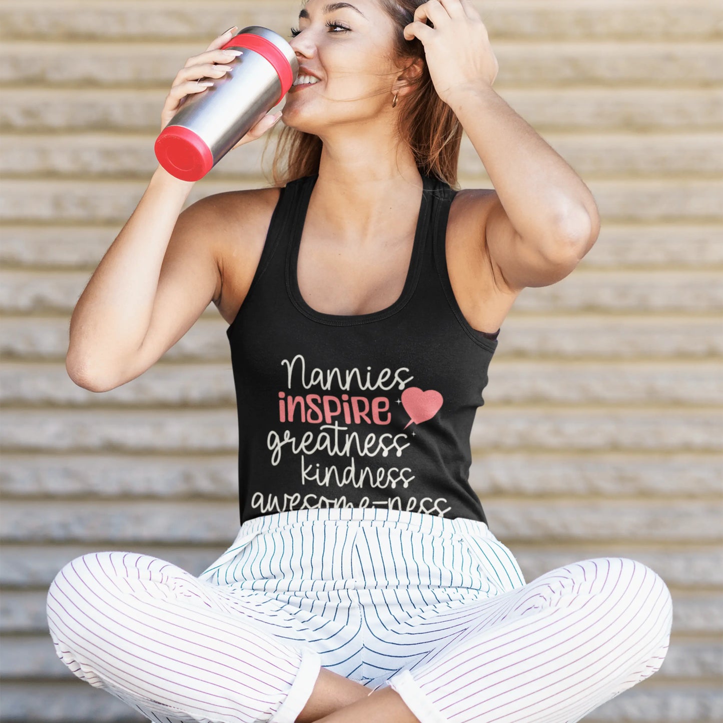 Nannies Inspire Greatness Kindness Awesome-ness Women's Racerback Tank