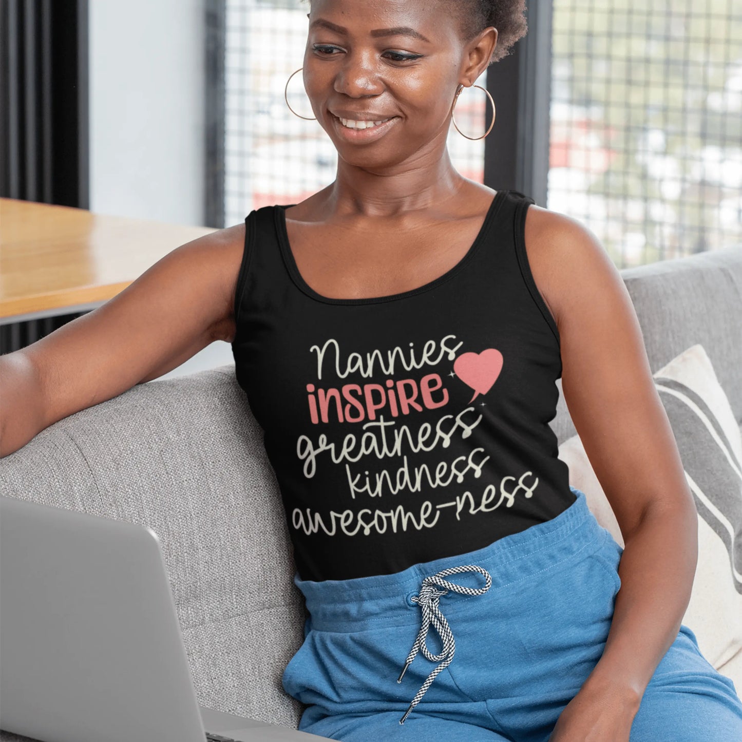 Nannies Inspire Greatness Kindness Awesome-ness Women's Racerback Tank