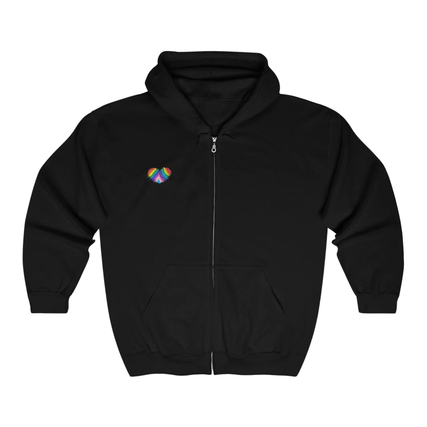 Rainbow Heart Drawing on front and back Unisex Heavy Blend™ Full Zip Hooded Sweatshirt