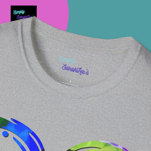 Rainbow Heart with butterflies Unisex Softstyle T-Shirt for Teens and Adults