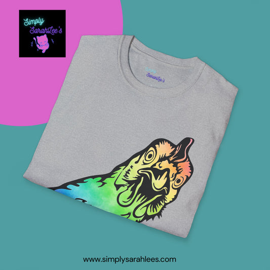 Rainbow Chicken Say What now? Unisex Softstyle T-Shirt for Teens and Adults
