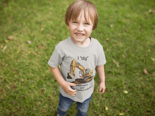 I "dig" excavators and construction vehicles *custom* Kids Heavy Cotton™ Tee