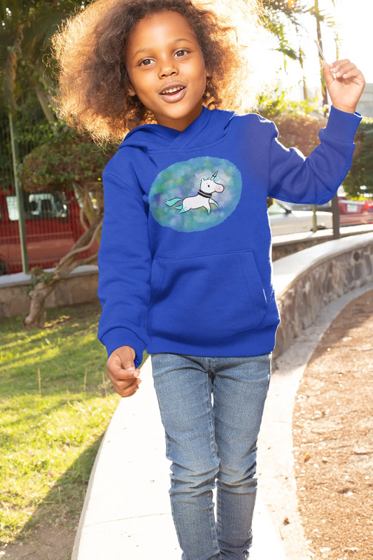 Kelp Watercolor Unicorn Toddler Pullover Fleece Hoodie Printify