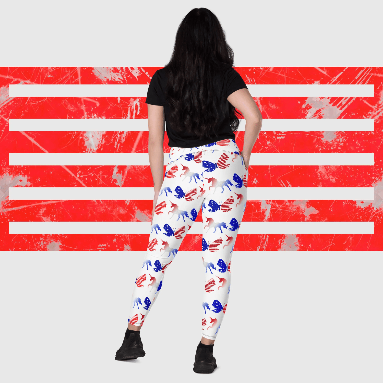Red white and blue yoga pants sale
