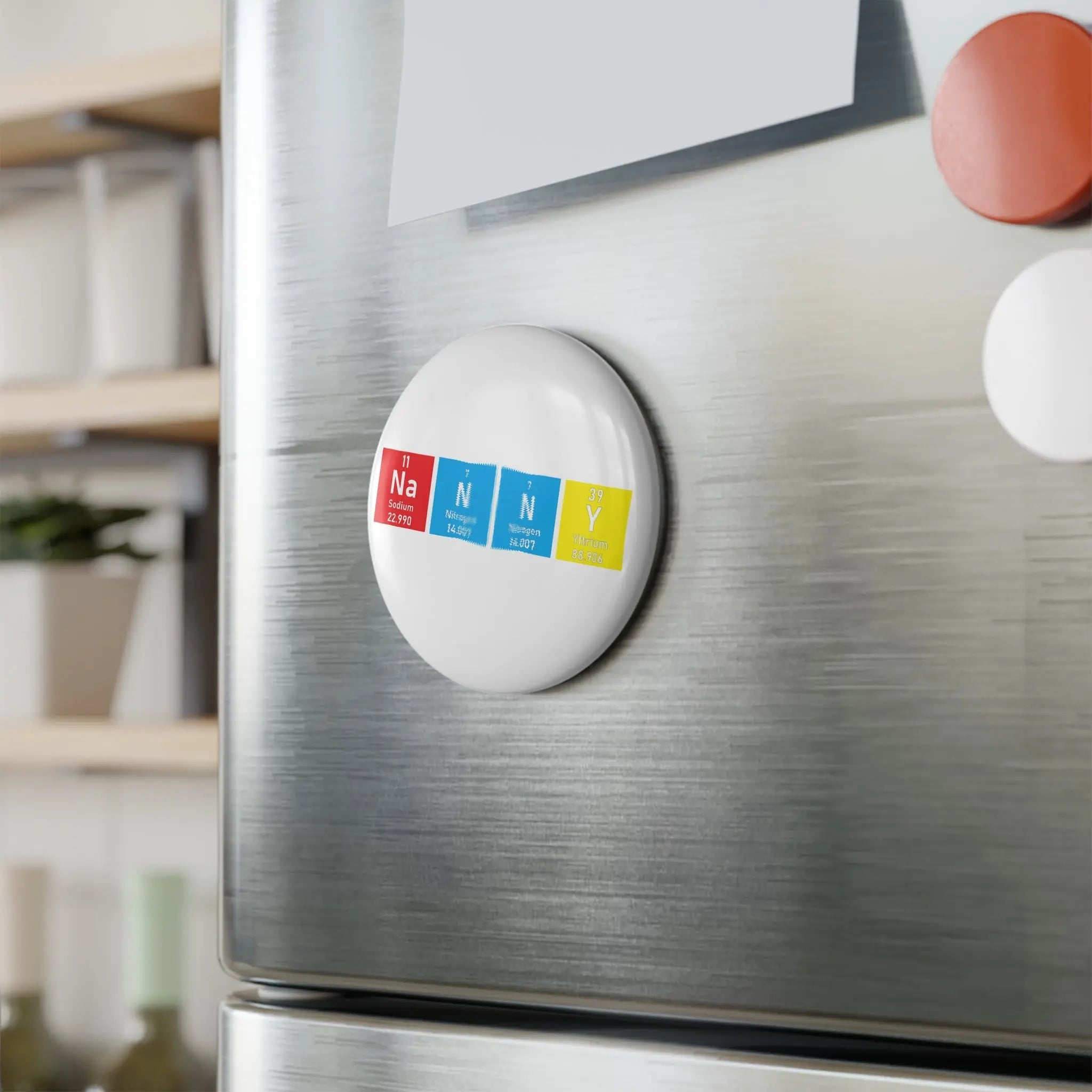 Science Periodic Table Elements Nanny White Button Magnet, Round (1 ...